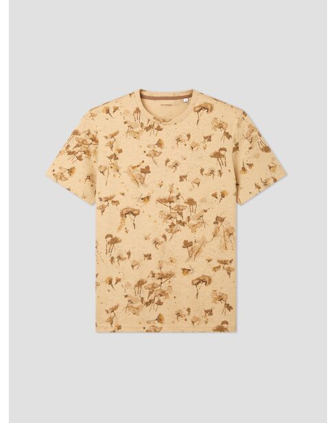 T-shirt col rond en coton beige sable