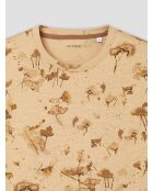 T-shirt col rond en coton beige sable