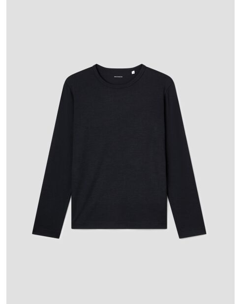 T-shirt manches longues en laine Mérinos noir