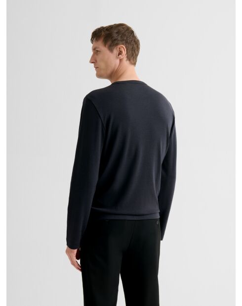 T-shirt manches longues en laine Mérinos noir