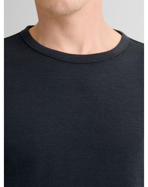 T-shirt manches longues en laine Mérinos noir