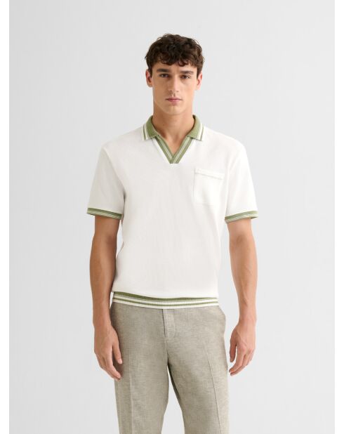 Polo col ouvert gauffré blanc neige