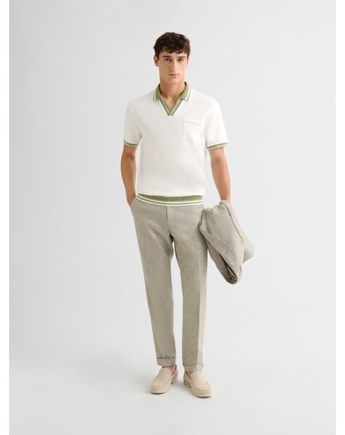 Polo col ouvert gauffré blanc neige