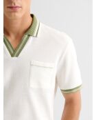 Polo col ouvert gauffré blanc neige