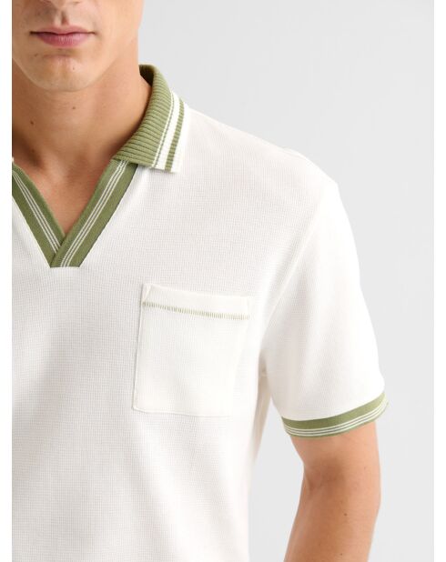 Polo col ouvert gauffré blanc neige