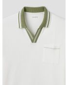 Polo col ouvert gauffré blanc neige