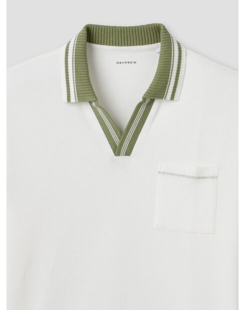Polo col ouvert gauffré blanc neige