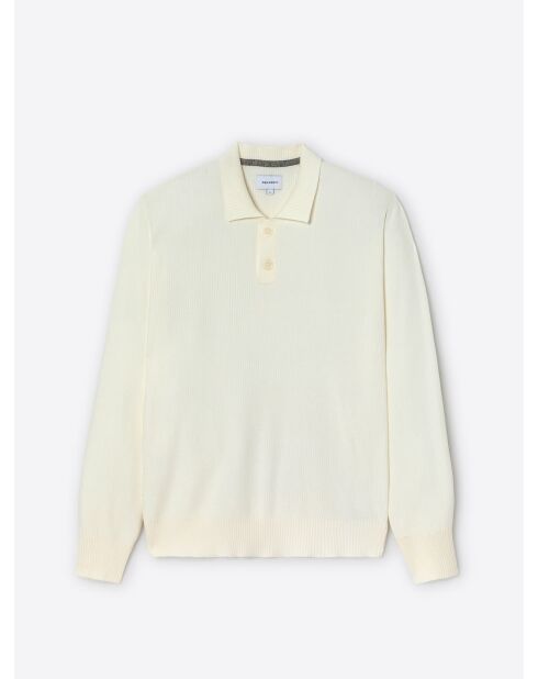 Sneeuwwitte polotrui met knopen van gecertificeerd viscose