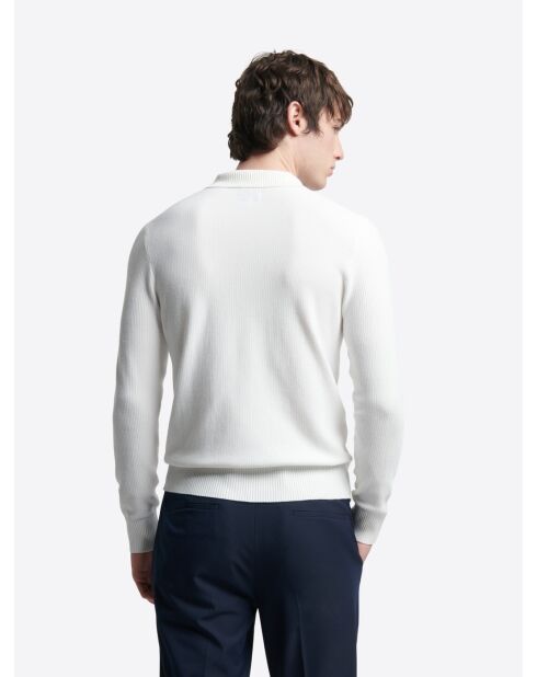 Sneeuwwitte polotrui met knopen van gecertificeerd viscose