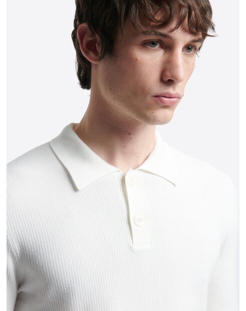 Sneeuwwitte polotrui met knopen van gecertificeerd viscose