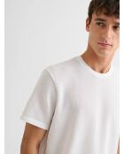 T-shirt col rond en jersey blanc neige