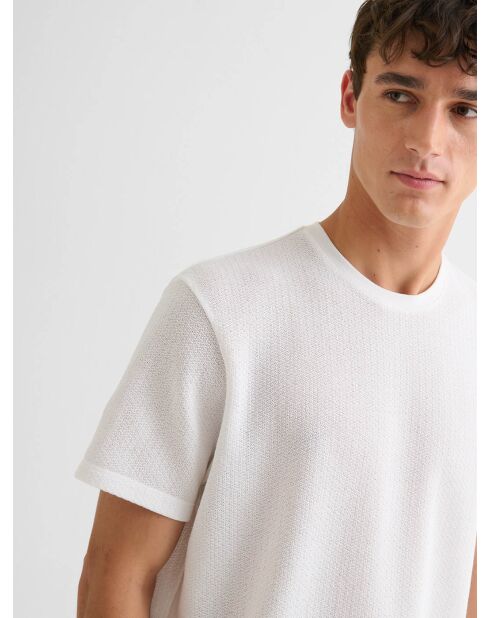 T-shirt col rond en jersey blanc neige