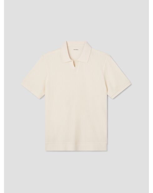 Polo col ouvert gauffré blanc neige