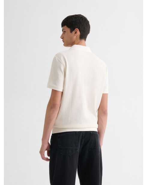 Polo col ouvert gauffré blanc neige