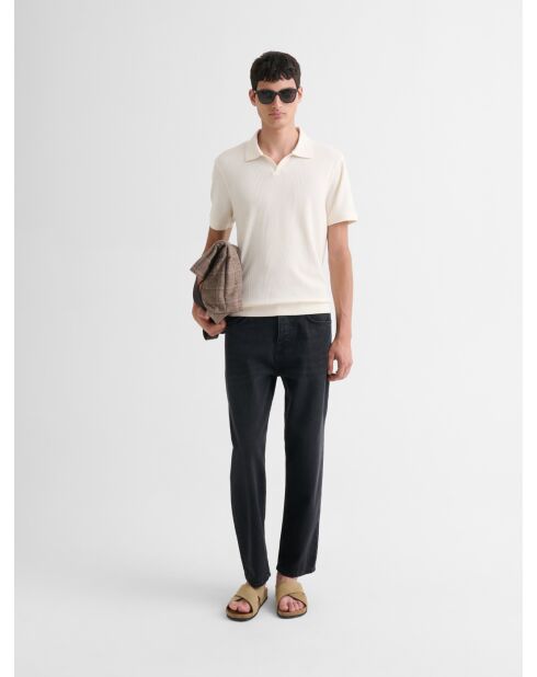 Polo col ouvert gauffré blanc neige