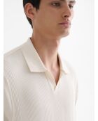 Polo col ouvert gauffré blanc neige