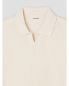 Polo col ouvert gauffré blanc neige