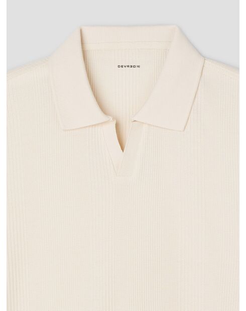 Polo col ouvert gauffré blanc neige