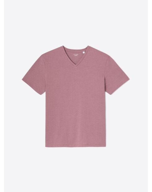 Rosa Vintage-T-Shirt aus Supima-Baumwolle mit V-Ausschnitt