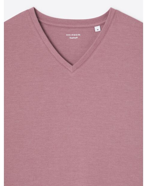 Rosa Vintage-T-Shirt aus Supima-Baumwolle mit V-Ausschnitt