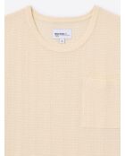 T-shirt col rond en coton beige 2