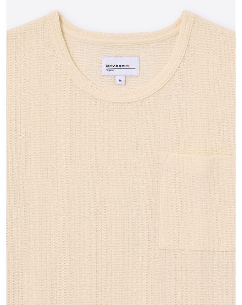 T-shirt col rond en coton beige 2