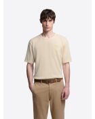 T-shirt col rond en coton beige 2