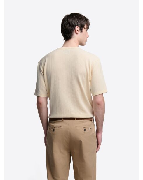 T-shirt col rond en coton beige 2