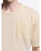 T-shirt col rond en coton beige 2