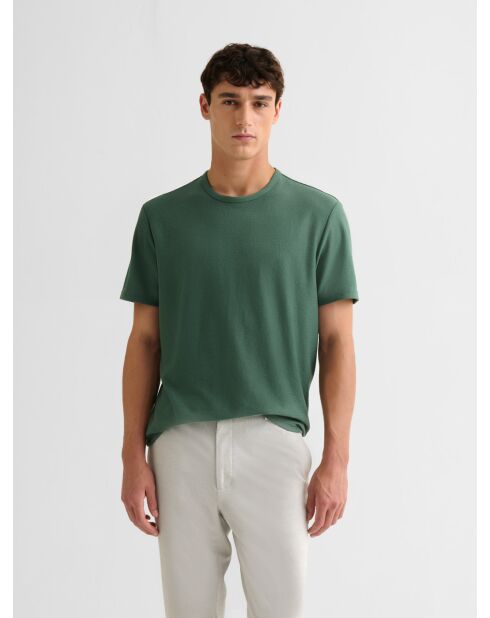T-shirt col rond touché crêpe vert