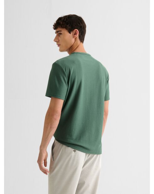 T-shirt col rond touché crêpe vert