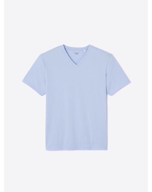 T-shirt col V Supima bleu ciel 2