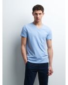 T-shirt col V Supima bleu ciel 2