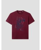 T-shirt col rond en coton bourgogne