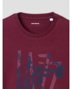 T-shirt col rond en coton bourgogne