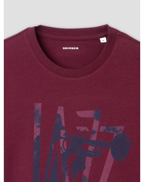 T-shirt col rond en coton bourgogne