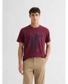 T-shirt col rond en coton bourgogne