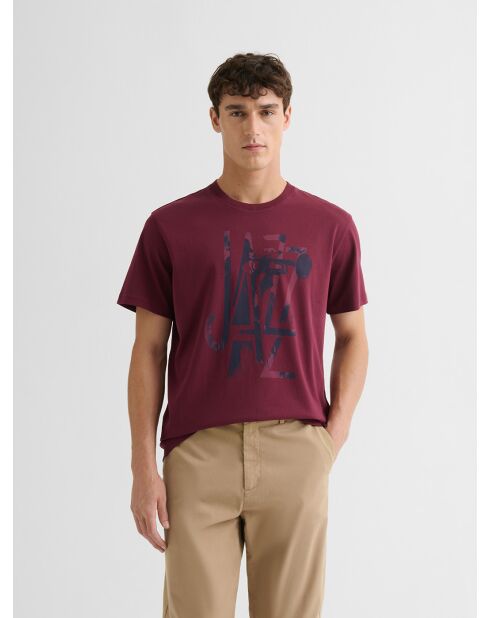 T-shirt col rond en coton bourgogne