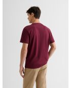 T-shirt col rond en coton bourgogne