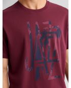 T-shirt col rond en coton bourgogne