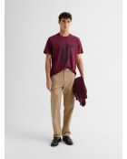 T-shirt col rond en coton bourgogne