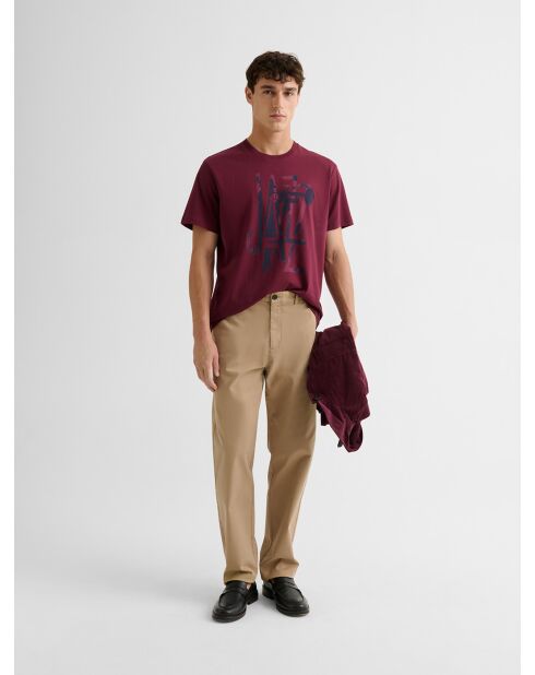 T-shirt col rond en coton bourgogne