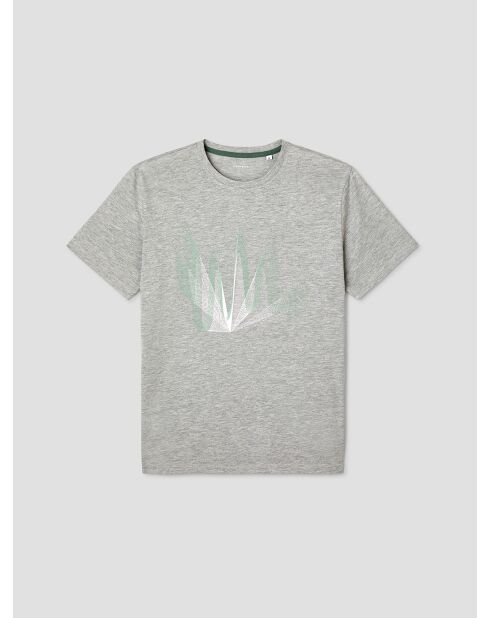 T-shirt col rond imprimé gris clair