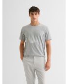 T-shirt col rond imprimé gris clair