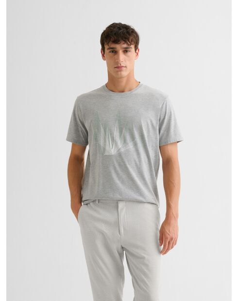 T-shirt col rond imprimé gris clair