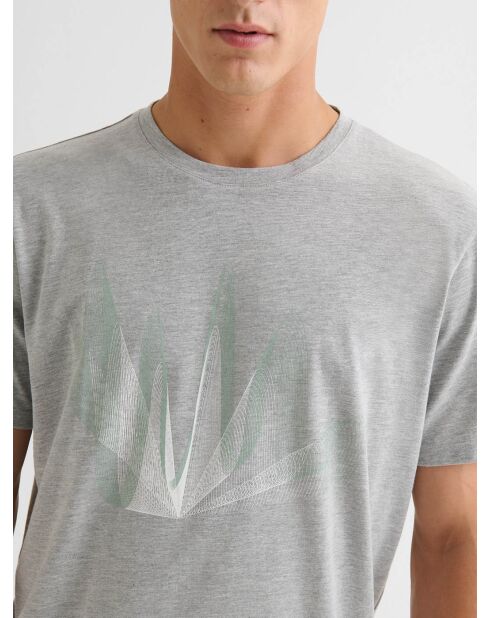 T-shirt col rond imprimé gris clair
