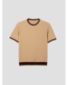 Camiseta regular de cuello redondo en beige arena
