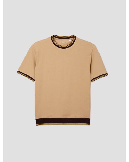 T-shirt col rond regular beige sable
