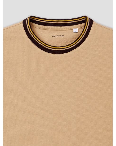 T-shirt col rond regular beige sable