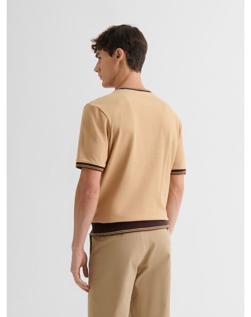 T-shirt col rond regular beige sable